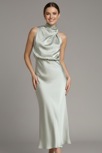 Elena | High Neck Draped Dress