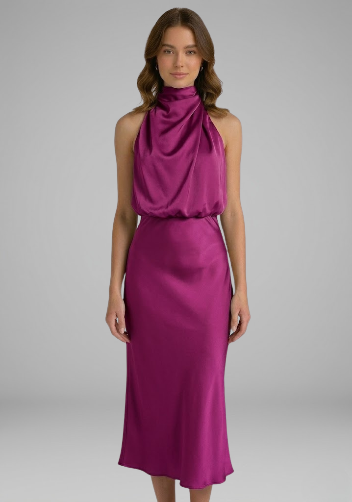 Elena | High Neck Draped Dress