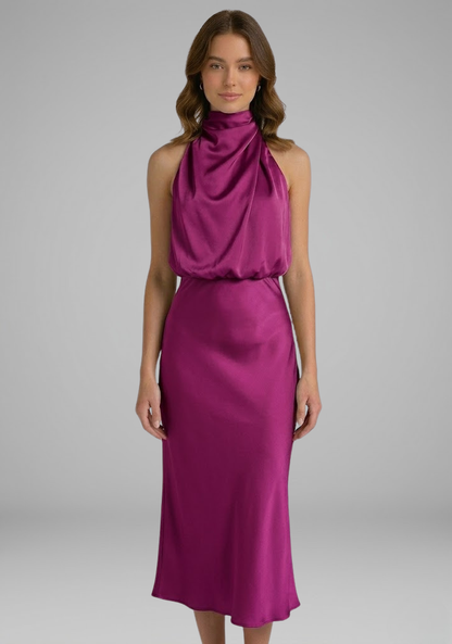 Elena | High Neck Draped Dress