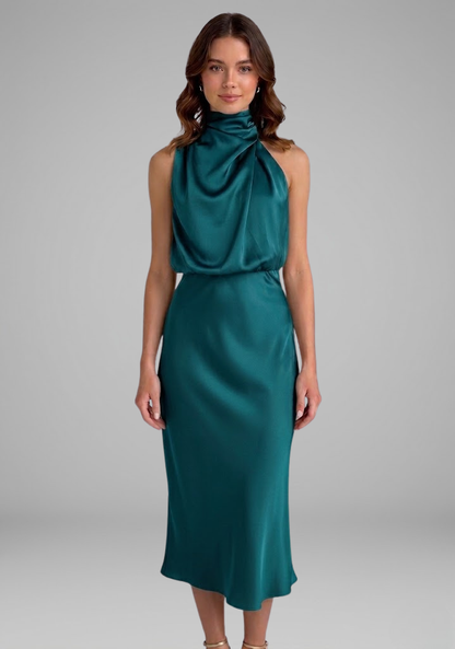 Elena | High Neck Draped Dress