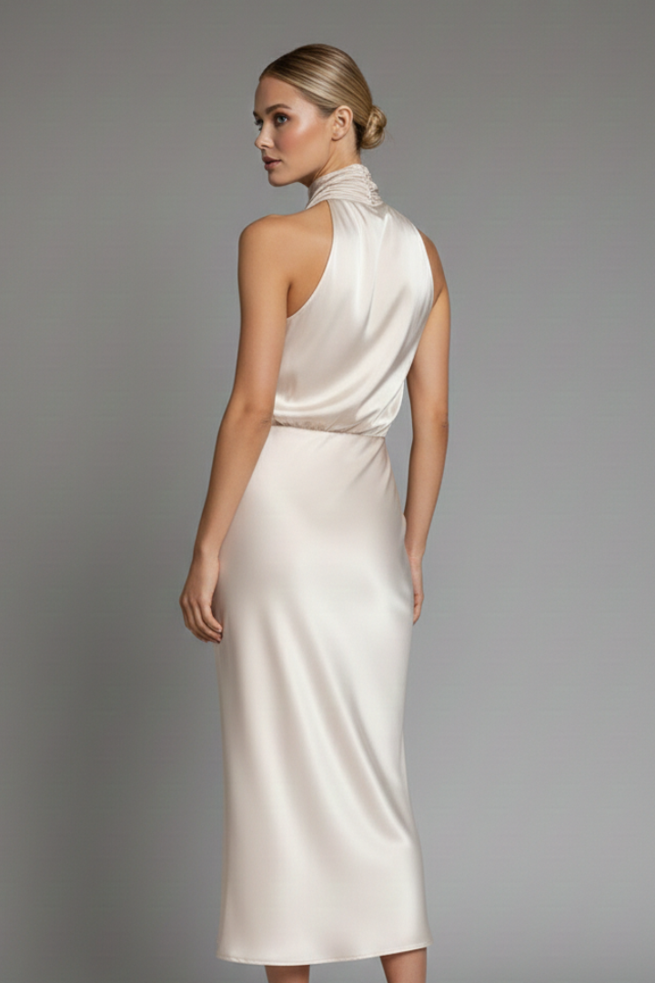 Elena | High Neck Draped Dress