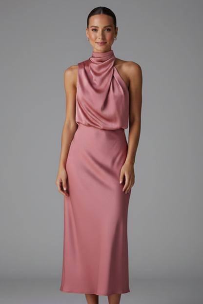 Elena | High Neck Draped Dress