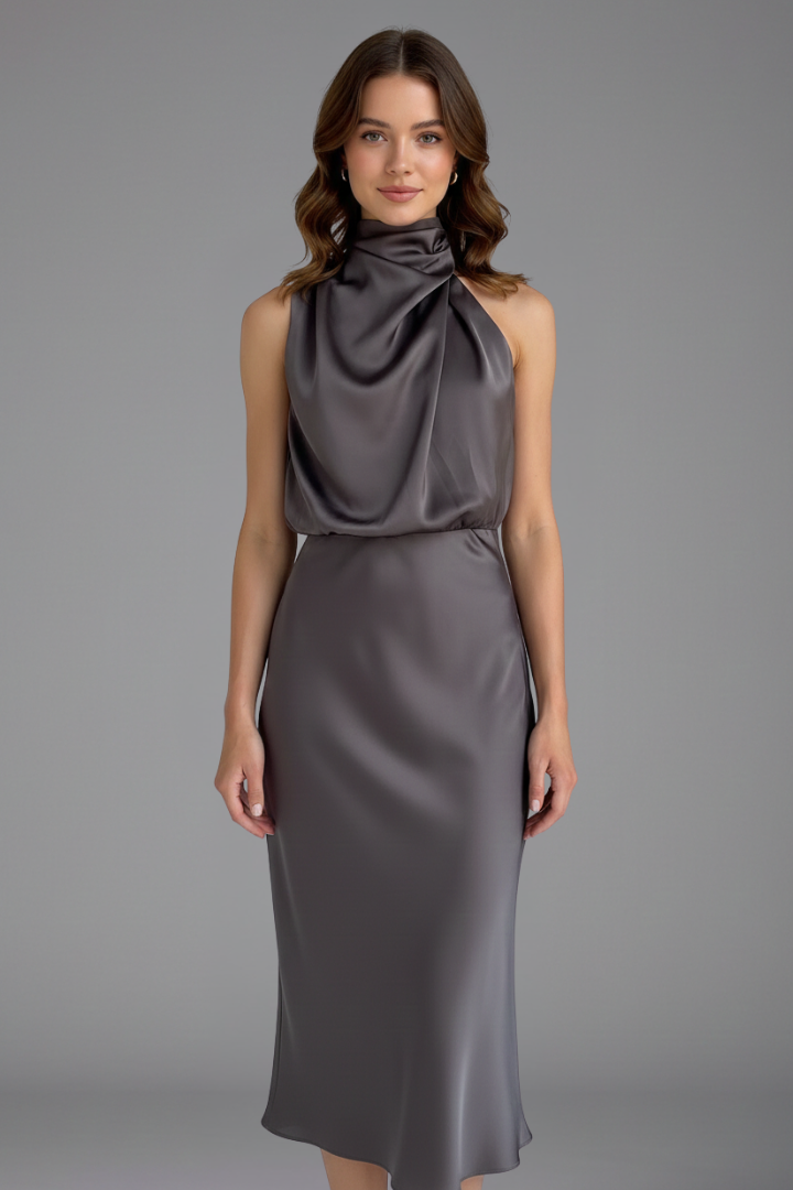 Elena | High Neck Draped Dress