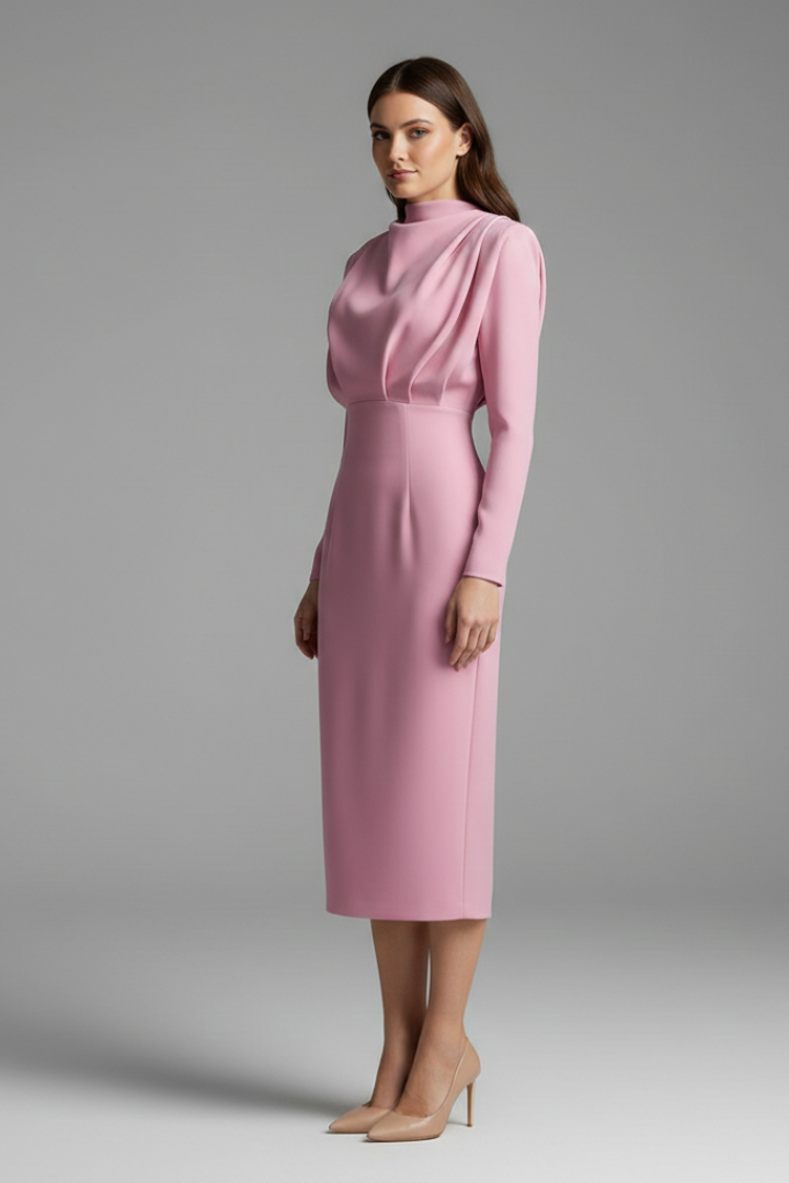 Lila | Elegant High Neck Long Sleeve Dress