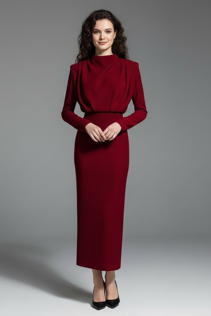 Lila | Elegant High Neck Long Sleeve Dress