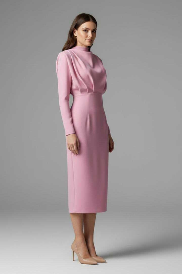 Lila | Elegant High Neck Long Sleeve Dress