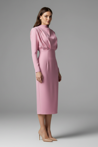Lila | Elegant High Neck Long Sleeve Dress
