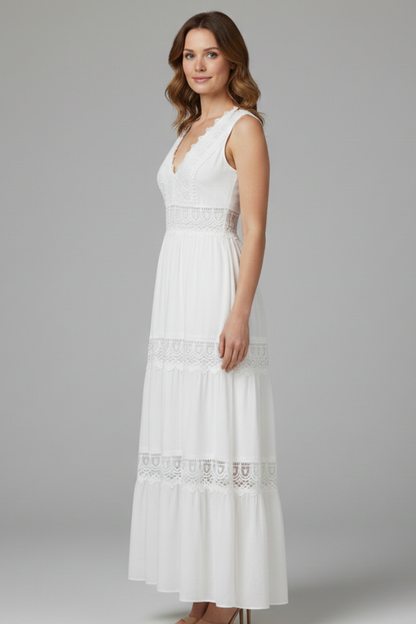 Lila | Lace Appliqué Tiered Dress