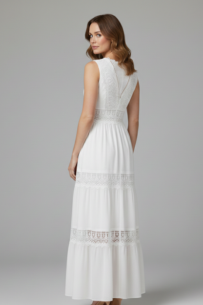 Lila | Lace Appliqué Tiered Dress