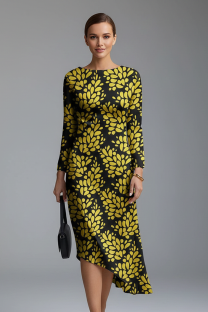Lena | Irregular Hem Long Sleeve Dress