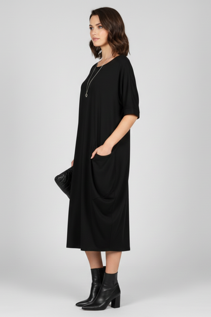 Lena | Elegant Round Neck Short Sleeve Dress
