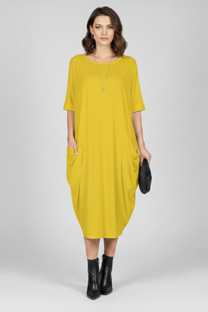 Lena | Elegant Round Neck Short Sleeve Dress