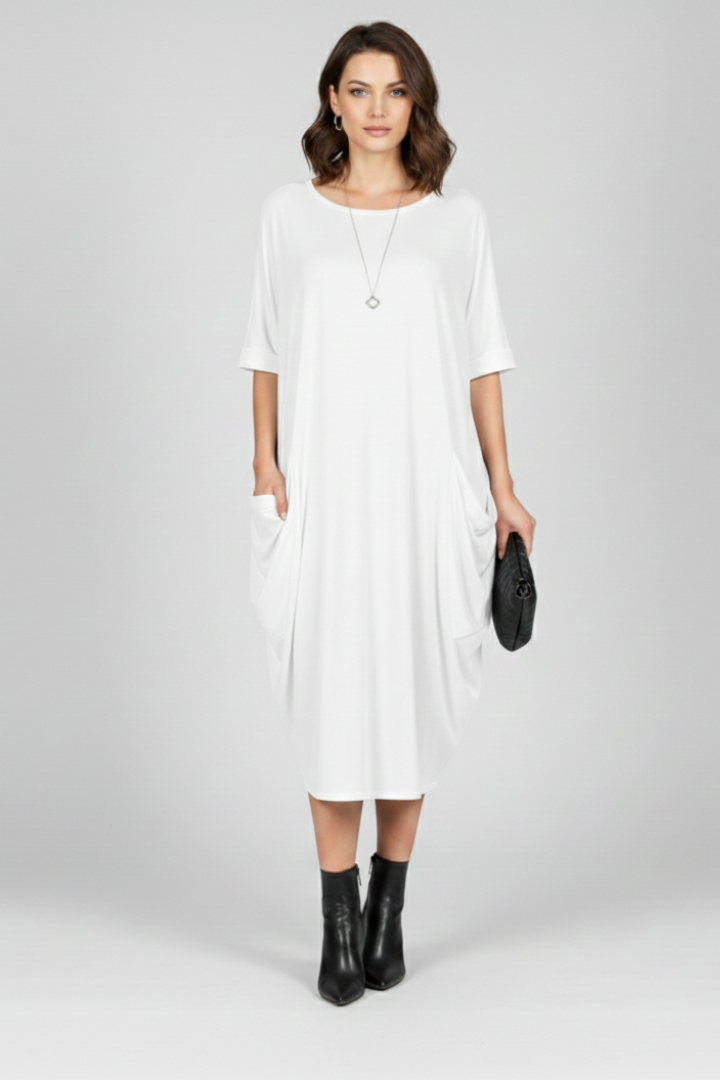Lena | Elegant Round Neck Short Sleeve Dress