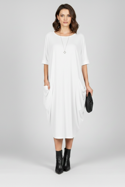 Lena | Elegant Round Neck Short Sleeve Dress