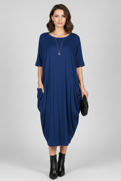 Lena | Elegant Round Neck Short Sleeve Dress