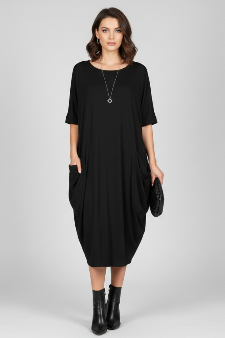 Lena | Elegant Round Neck Short Sleeve Dress
