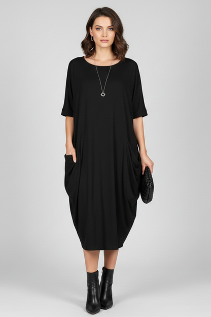 Lena | Elegant Round Neck Short Sleeve Dress