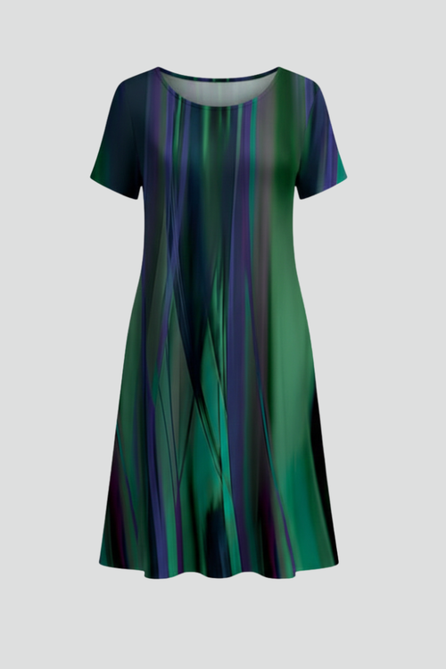 Elena | Chic Round Neck Short Sleeve Dress