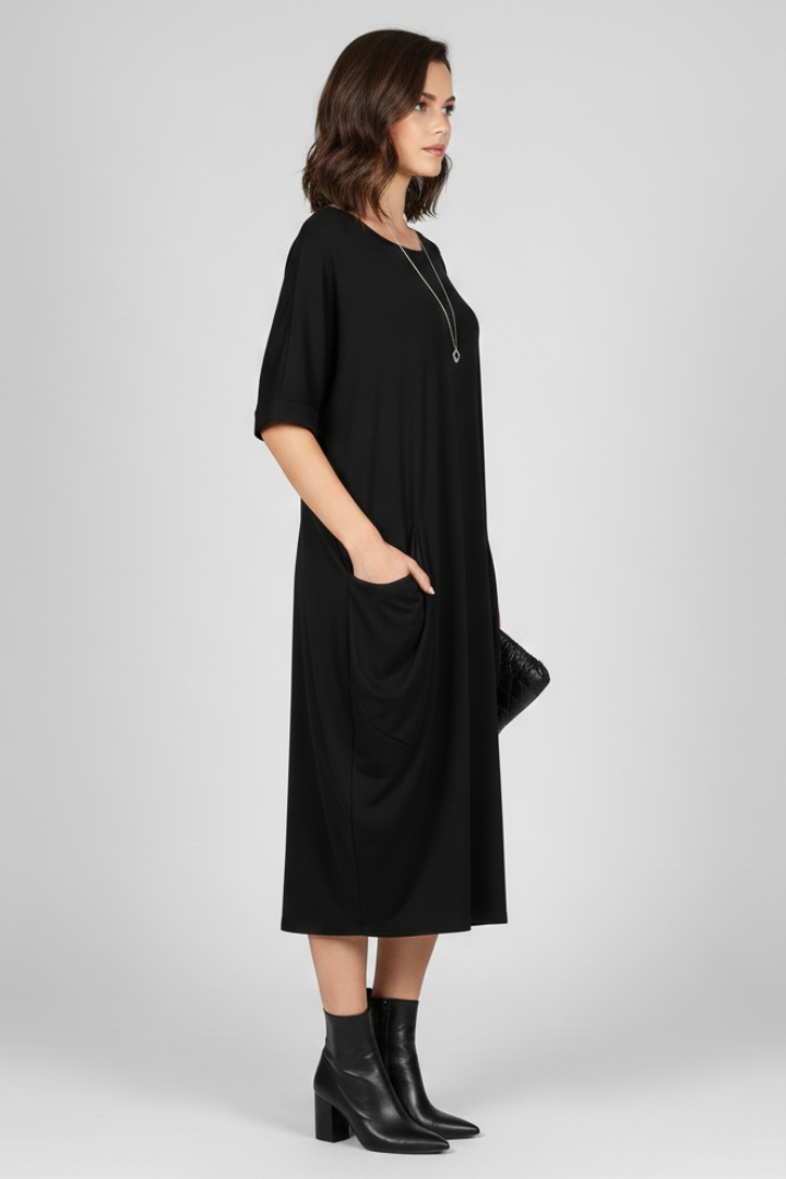 Lena | Elegant Round Neck Short Sleeve Dress
