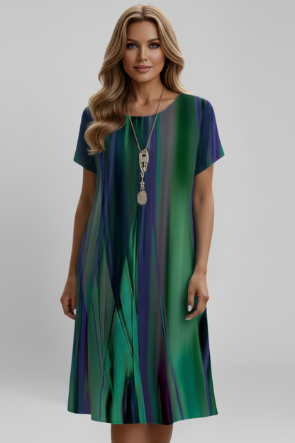Elena | Chic Round Neck Short Sleeve Dress