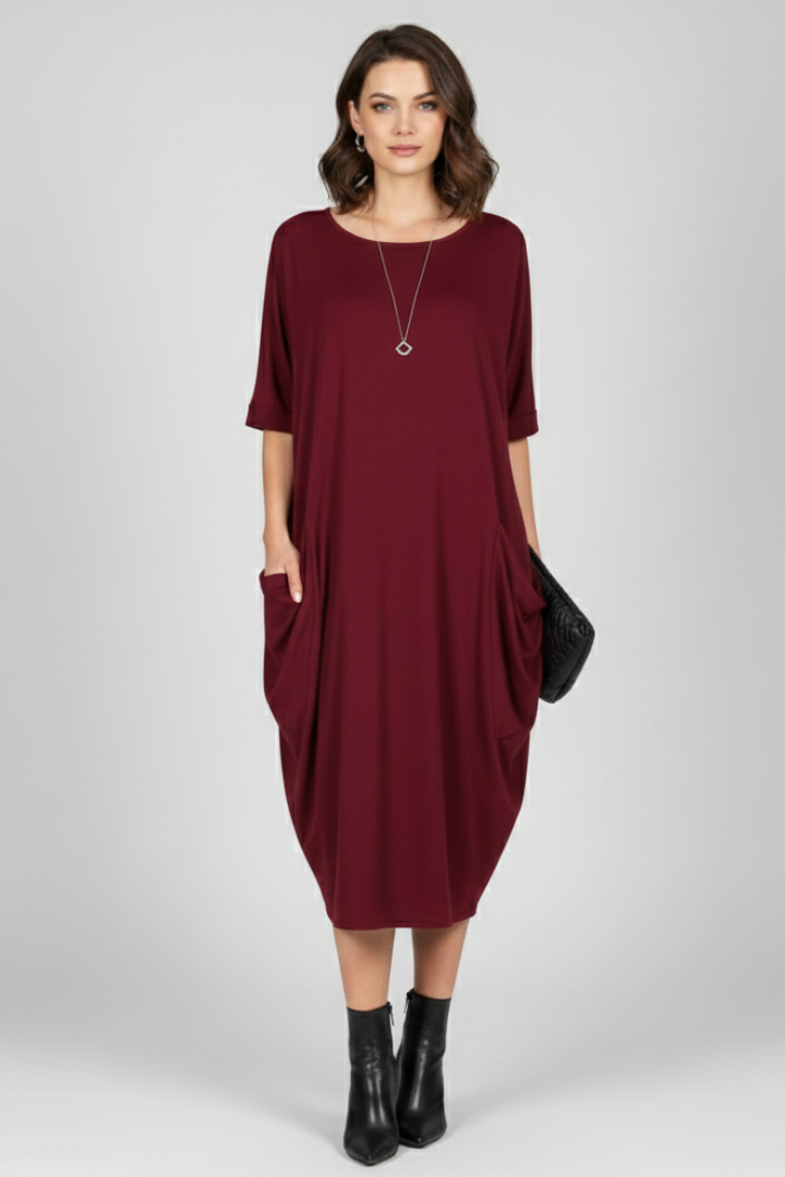 Lena | Elegant Round Neck Short Sleeve Dress