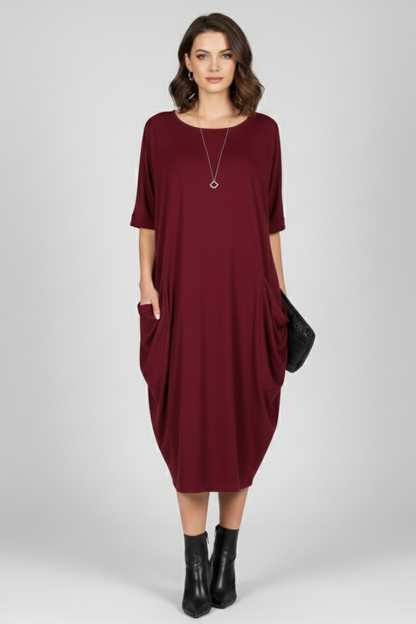 Lena | Elegant Round Neck Short Sleeve Dress