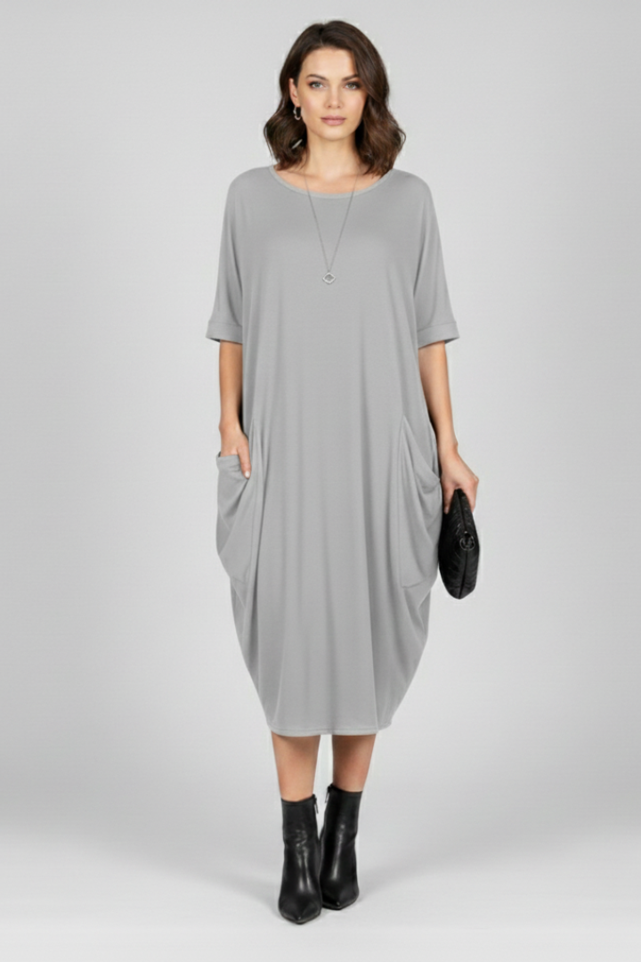 Lena | Elegant Round Neck Short Sleeve Dress