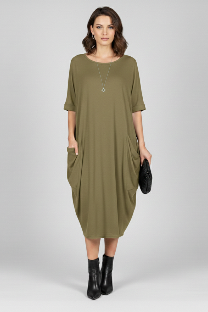 Lena | Elegant Round Neck Short Sleeve Dress