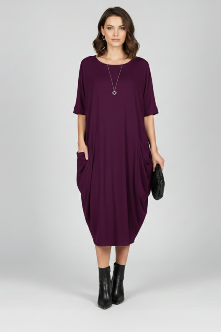 Lena | Elegant Round Neck Short Sleeve Dress