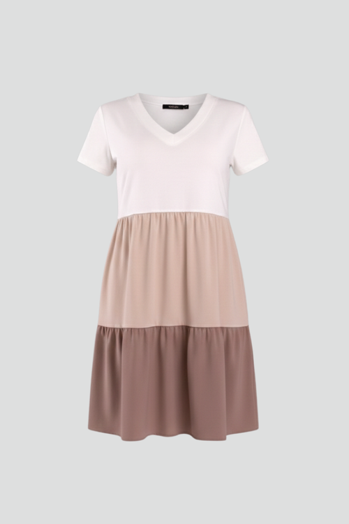 Lila | Colour-Block Panel Dress with Round Neckline