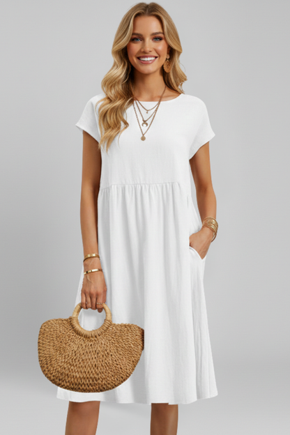 Lila | Elegant Round Neck Dress with Pockets