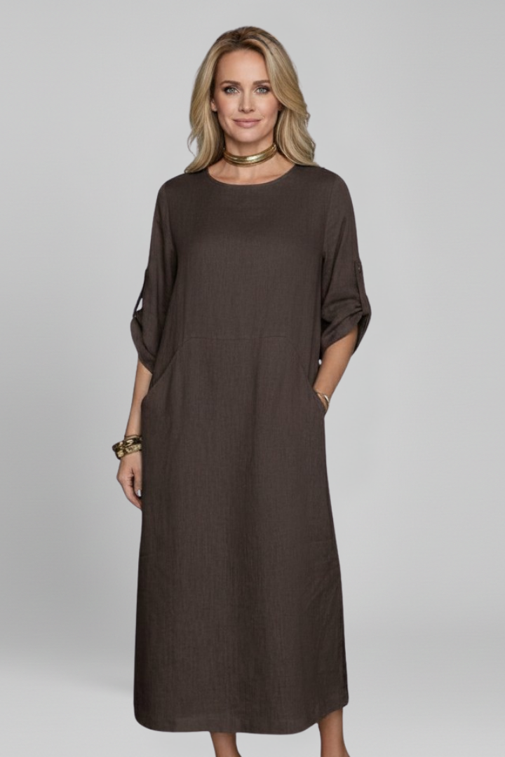 Lila | Elegant Round Neck Dress with Pockets
