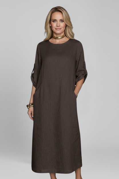 Lila | Elegant Round Neck Dress with Pockets
