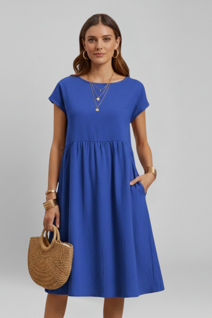 Lila | Elegant Round Neck Dress with Pockets