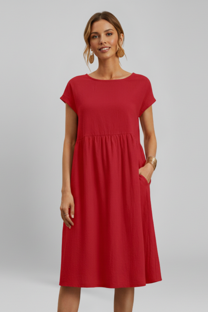 Lila | Elegant Round Neck Dress with Pockets