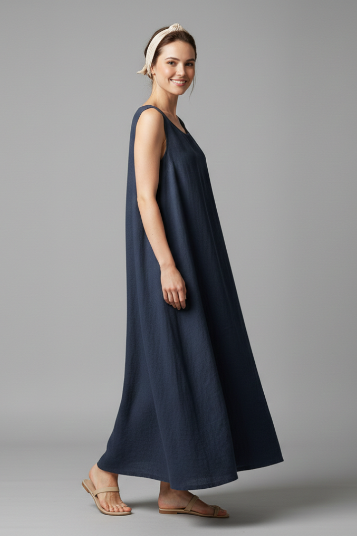 Lila | Elegant Round Neck Dress with Pockets