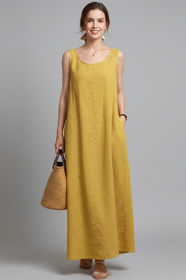 Lila | Elegant Round Neck Dress with Pockets