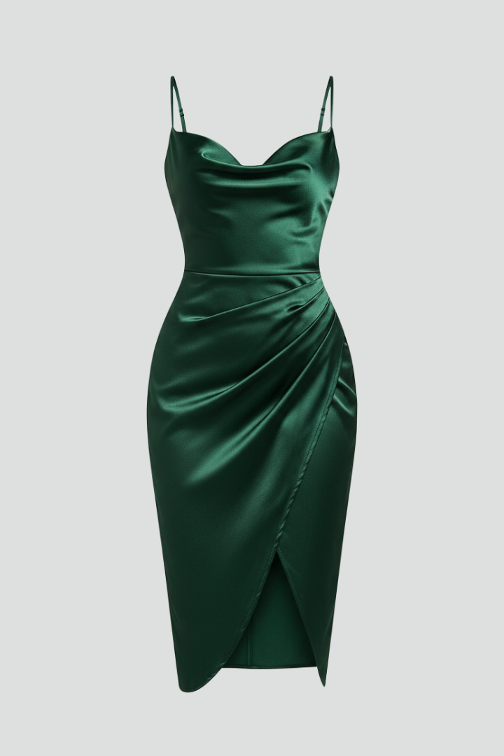 Lila | Draped Skirt Dress with Slim Straps