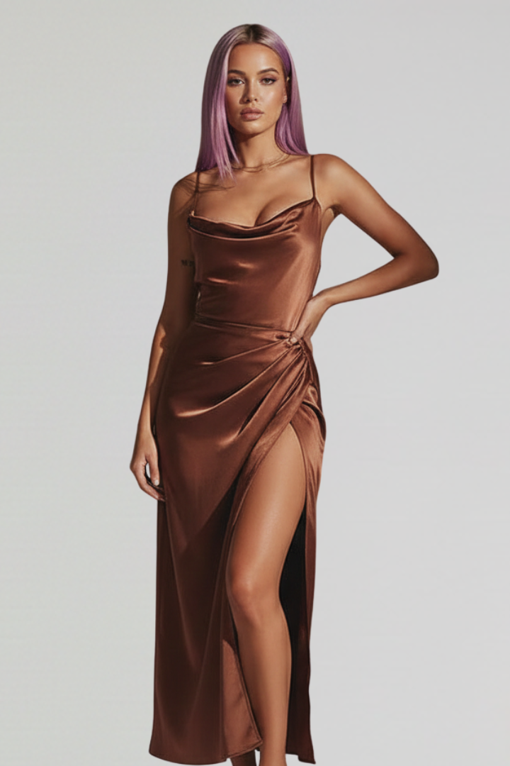 Lila | Draped Skirt Dress with Slim Straps