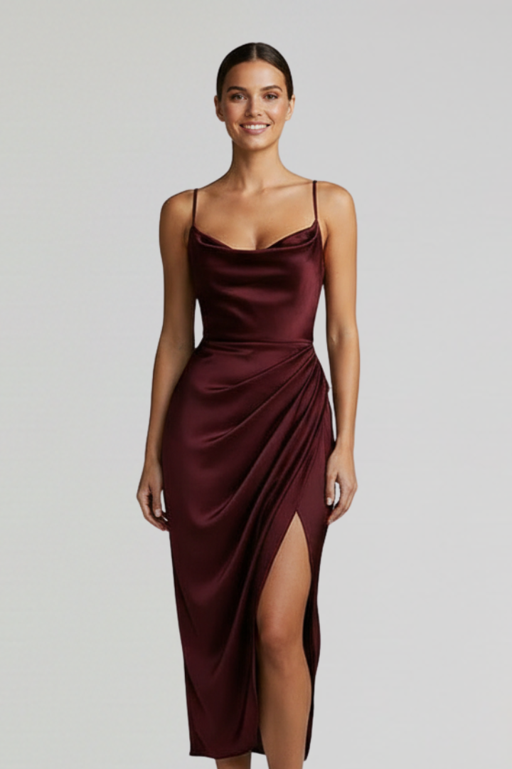 Lila | Draped Skirt Dress with Slim Straps