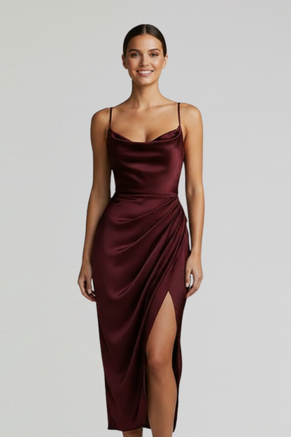 Lila | Draped Skirt Dress with Slim Straps