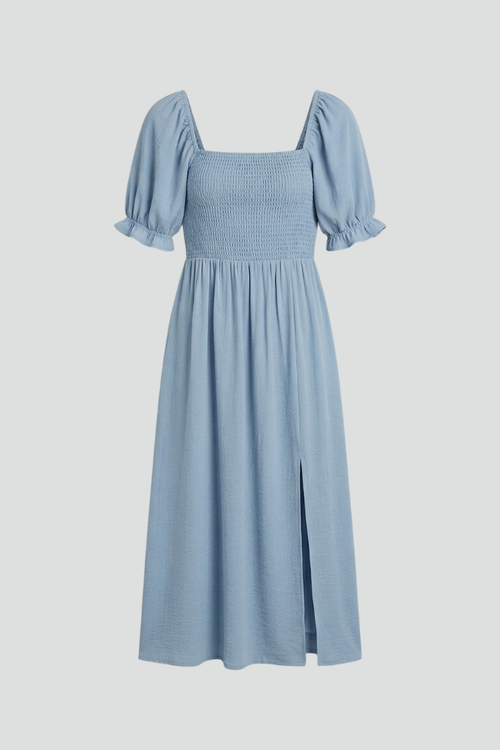 Elena | Smocked Bodice Dress with Side Slit