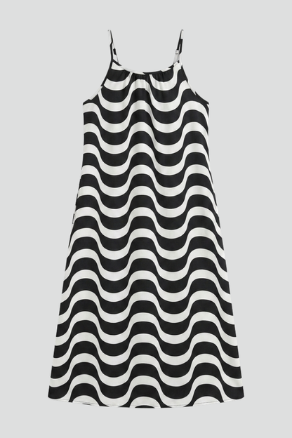 Lila | Wave Pattern Spaghetti Strap Dress