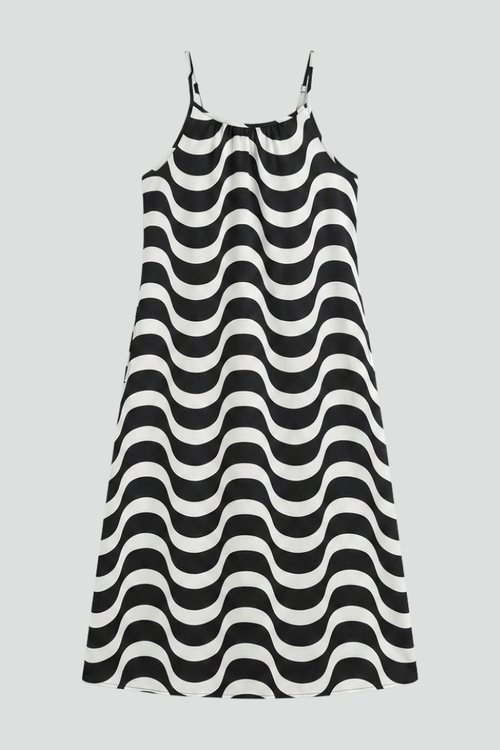 Lila | Wave Pattern Spaghetti Strap Dress