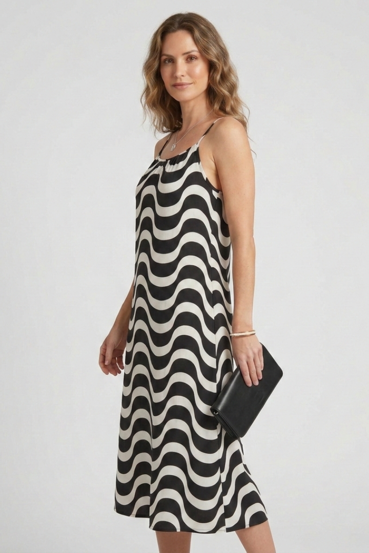 Lila | Wave Pattern Spaghetti Strap Dress