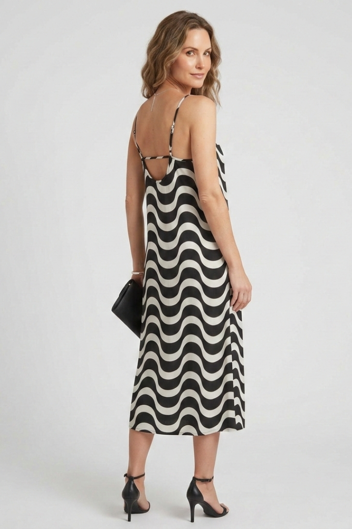 Lila | Wave Pattern Spaghetti Strap Dress