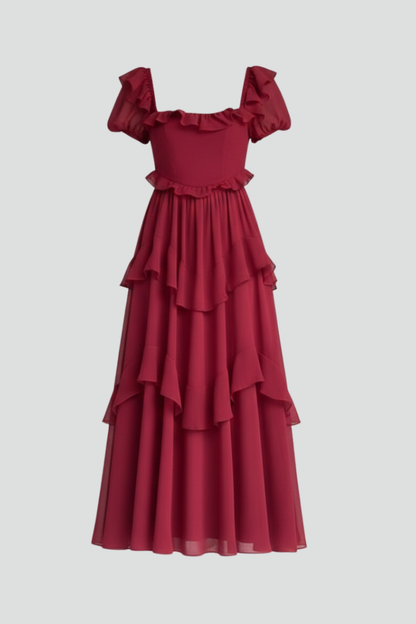 Isla | Square Neck Ruffled Sleeve Dress
