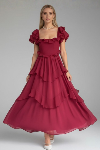 Isla | Square Neck Ruffled Sleeve Dress
