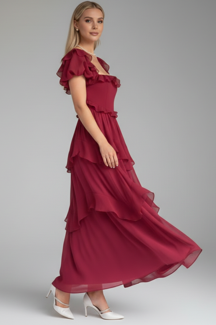 Isla | Square Neck Ruffled Sleeve Dress