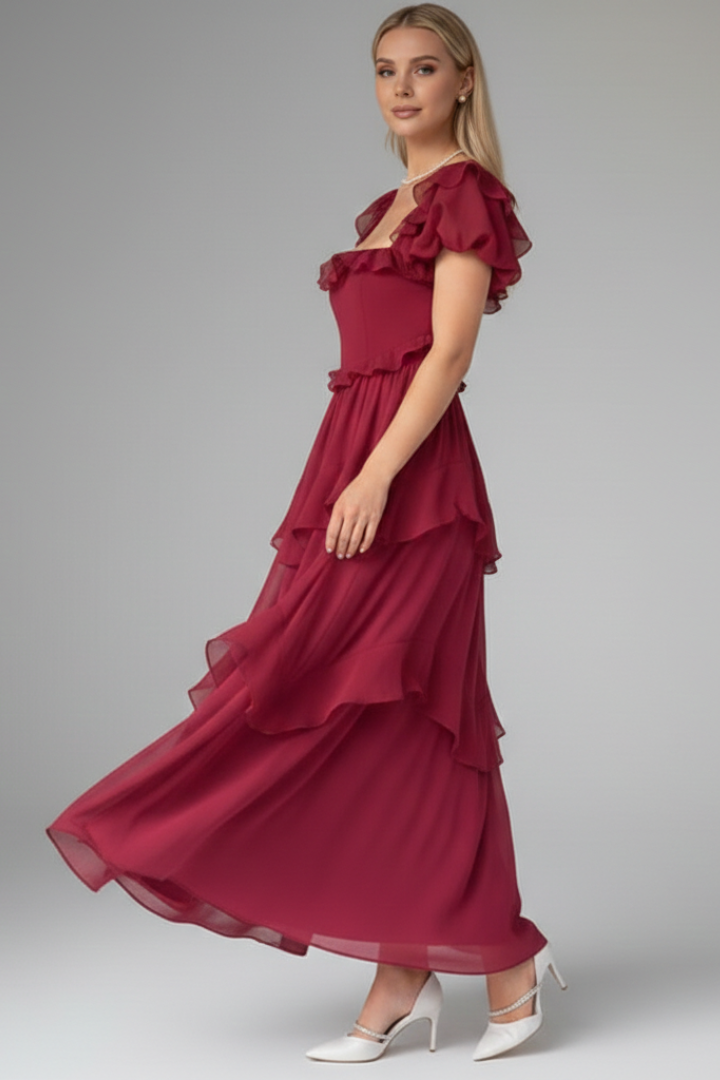 Isla | Square Neck Ruffled Sleeve Dress
